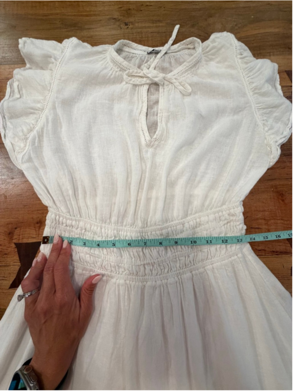 Rails Iona White Lace Detail Linen Blend Maxi Dress Size Medium - Picture 11 of 12